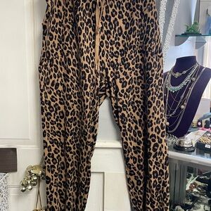 Chico's Taupe and Black Animal Print Joggers